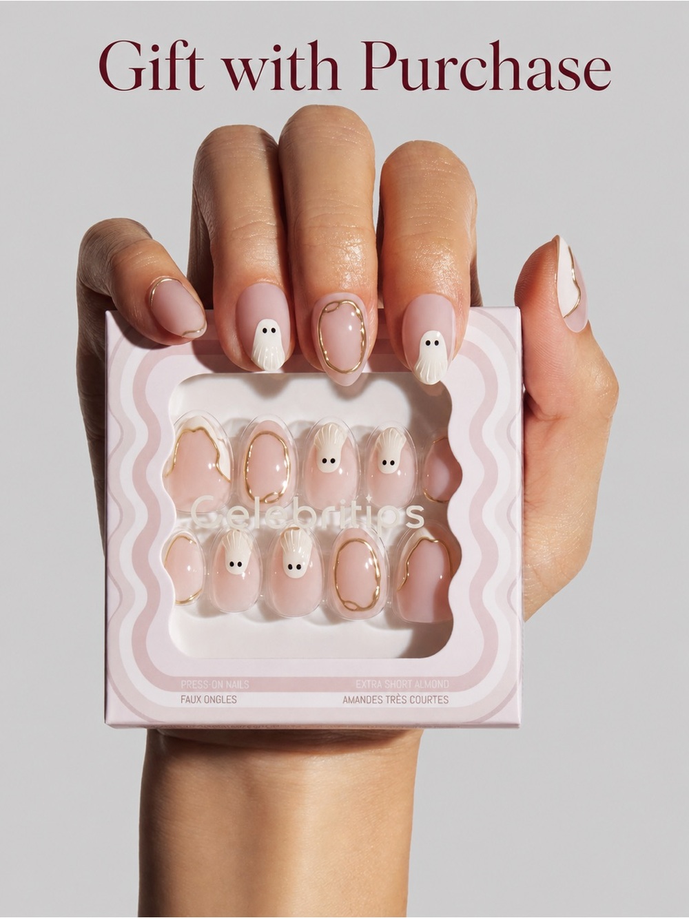 New in box Celebritips Nail Art Press-On Nails in Vanilla Boo